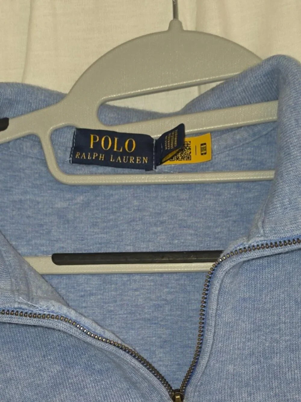 Polo by Ralph Lauren Light Blue Quarter Zip Estate Rib Sweater Mens Large Preppy